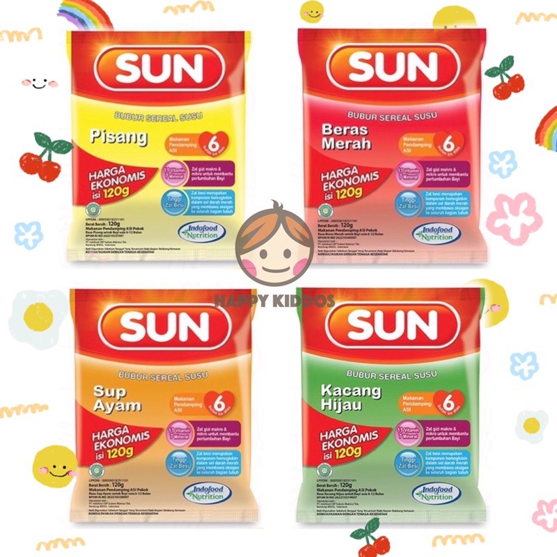 SUN Bubur Sereal Susu 6+ Ekonomis Sup Ayam / Beras Merah / Kacang Hijau / Pisang 120 gr MPASI BAYI