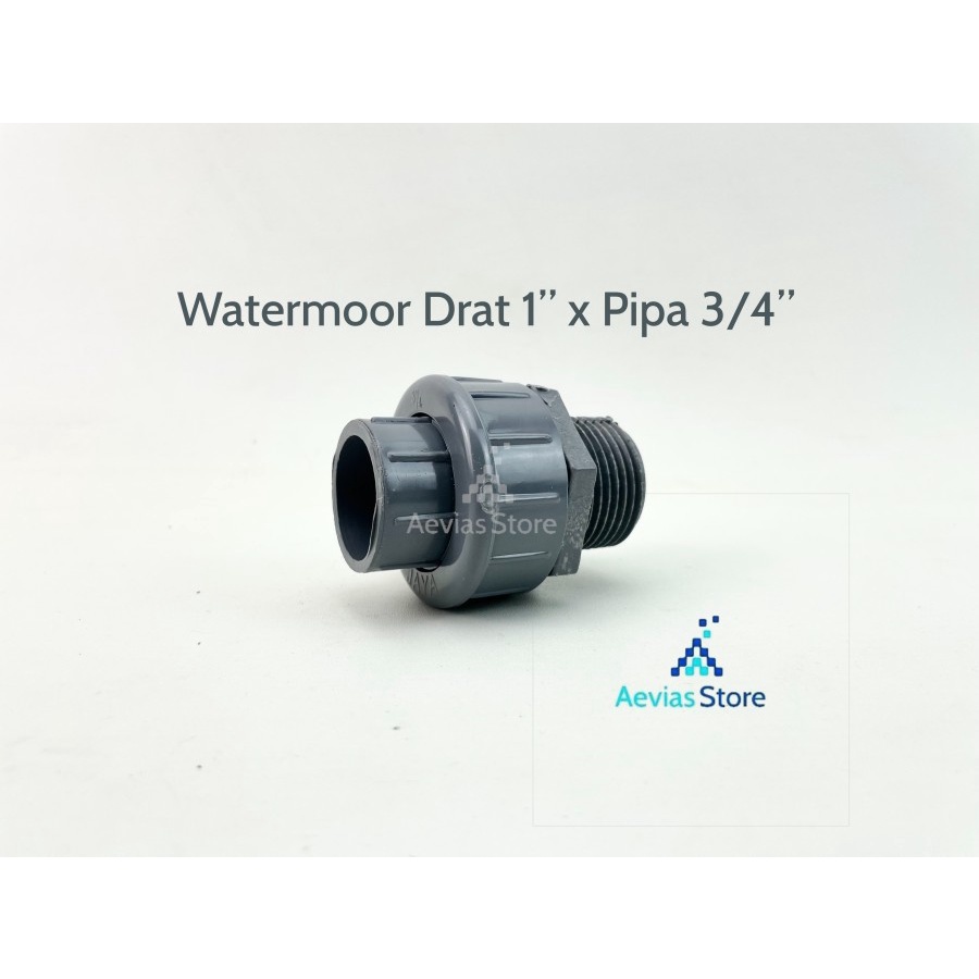 Watermoor Sambungan Pipa Paralon Pompa Air 1" Drat x 3/4" Pipa.