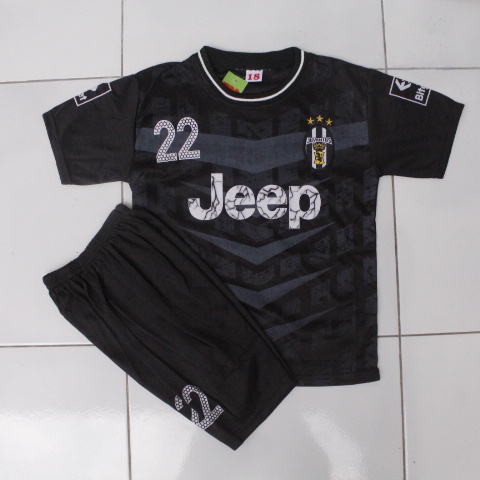 SETELAN BAJU BOLA ANAK JUVEE-NTUS HITAM TERBARU USIA 0-13THN