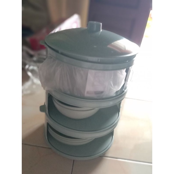 Tudung saji 3 tingkat bonus piring dan mangkok