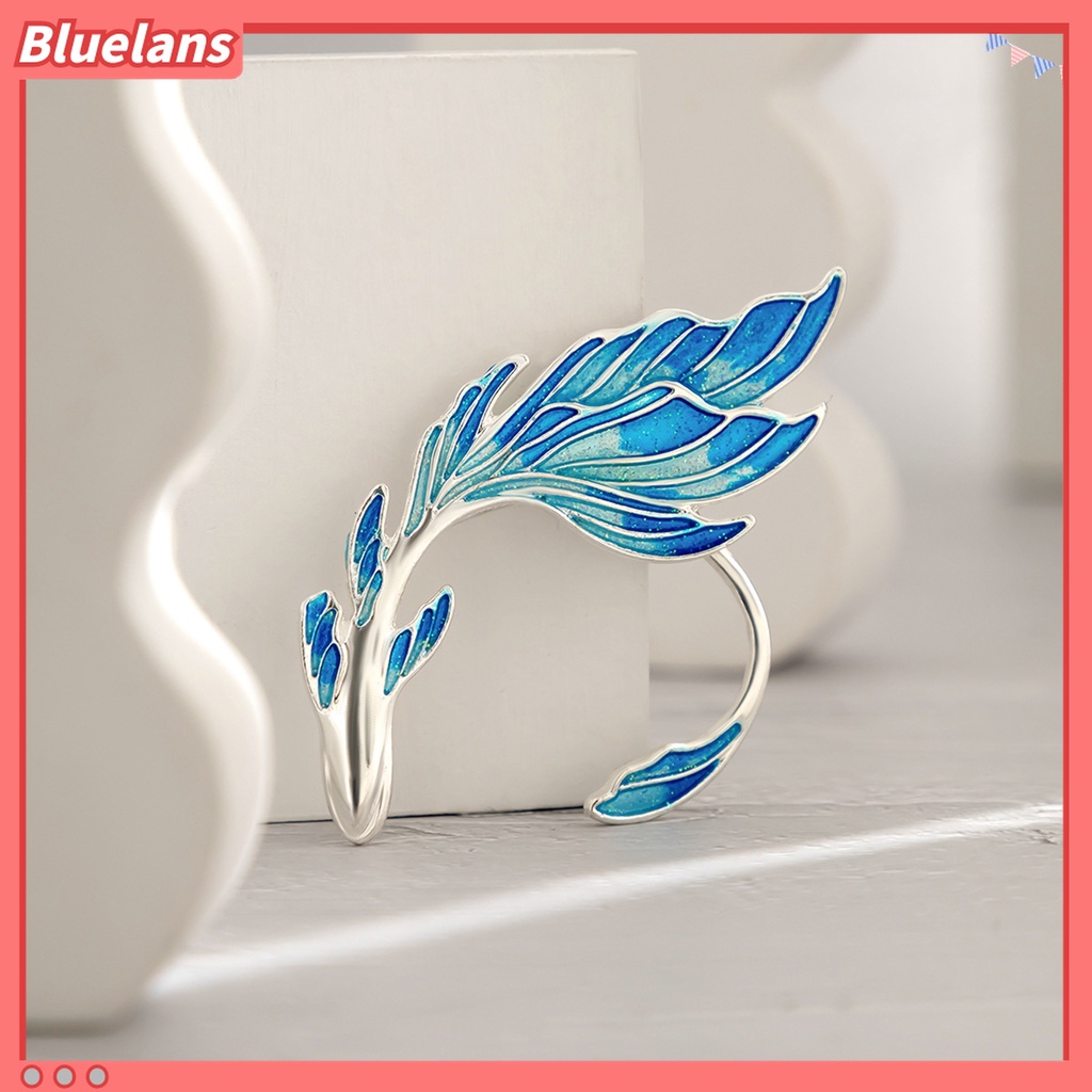 Anting Tindik Desain Ekor Ikan 3D Bahan Alloy Warna Biru Untuk Hadiah Ulang Tahun