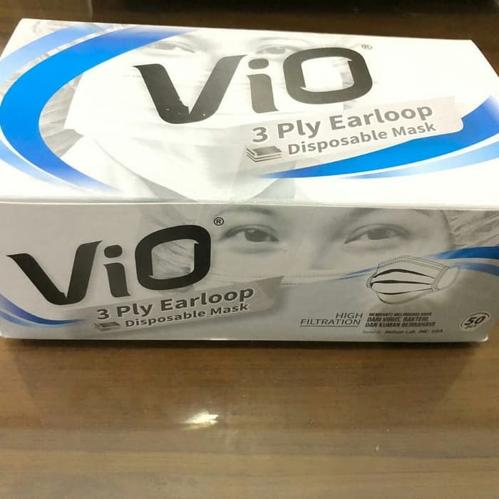  1BOX 50PCS Masker  Vio  3ply earloop  masker  kesehatan 