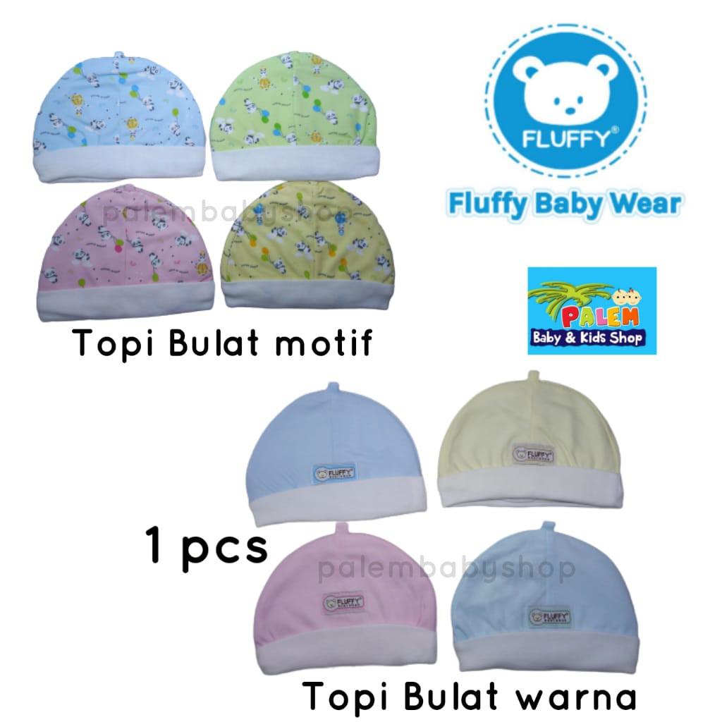 Fluffy topi baby bulat motif dan warna baby newborn 1pcs