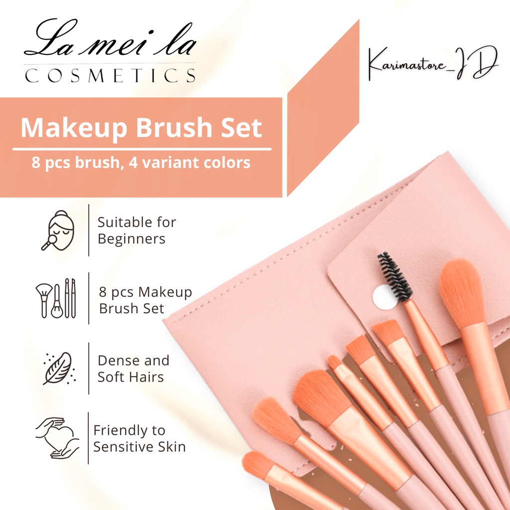 [Original] Kuas Kosmetik Lameila 1 Set, Brush Set 8pcs Professional makeup tools/Kuas Makeup/Kuas Kosmetik/Brush Set/Brush Kosmetik/Brush Makeup/Set Kuas Makeup/Alat Makeup