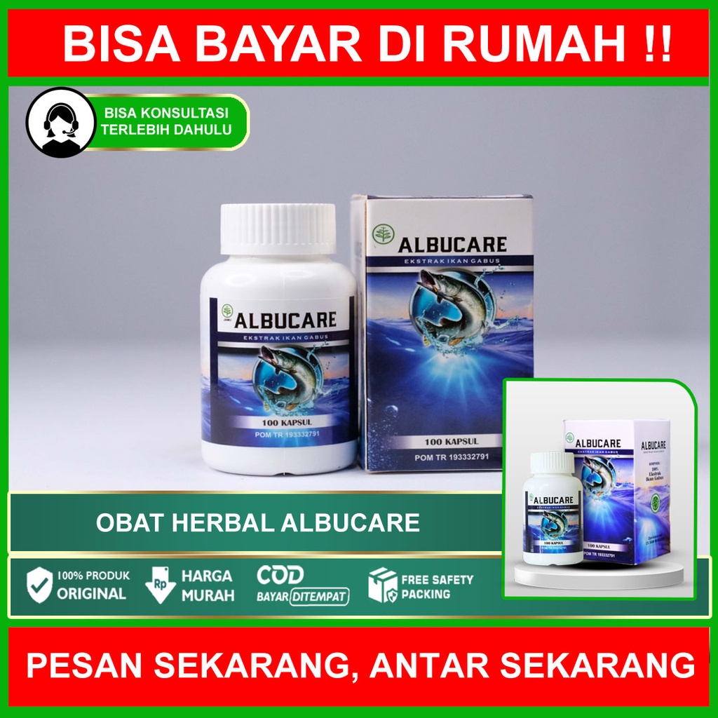 ALBUCARE - Herbal Menjaga Kesehatan Tubuh 100% Ekstrak Ikan Gabus Isi 100 Kapsul ORIGINAL