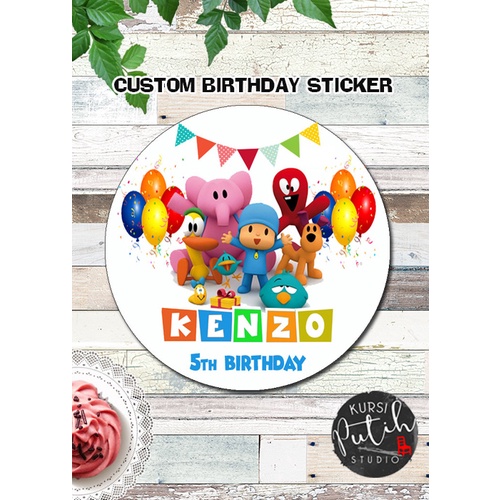 

custom sticker birthday ulang tahun bento tema pocoyo