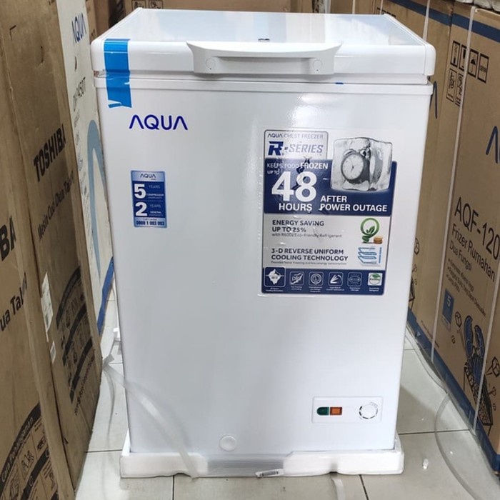 Chest Freezer Aqua - AQF-100 (W) Freezer Box Makanan Beku Daging Lemari Pembeku Makanan Khusus Luar Jabodetabek