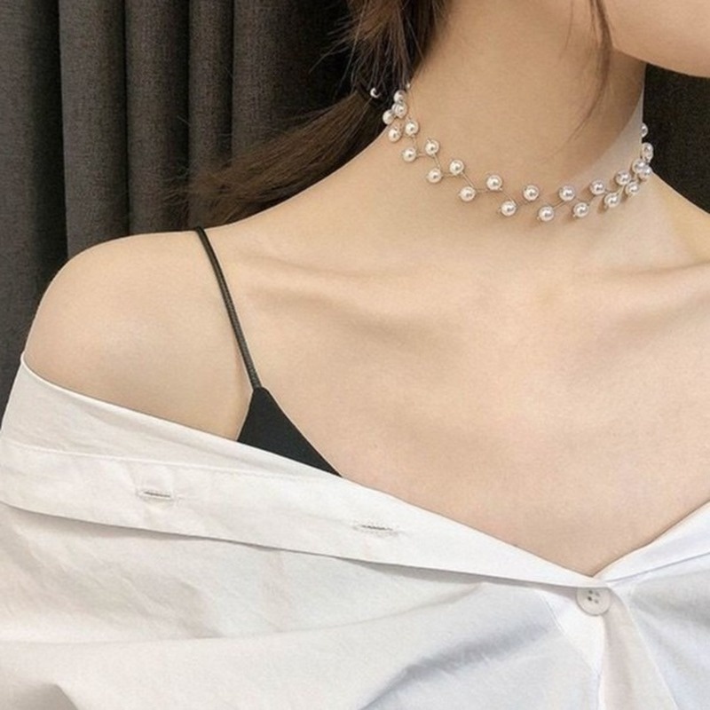 Fashion niche clavicle chain pearl simple collar short neckband neck chain