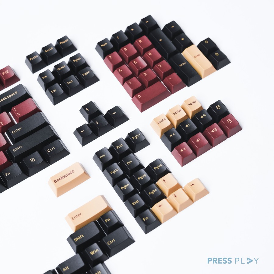 Press Play Scarlet PBT Double Shot Keycaps 171 set Cherry Profile