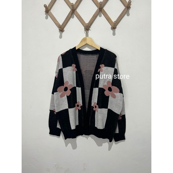 KEISYA OUTHER CARDI FLOWER ATASAN RAJUT WANITA