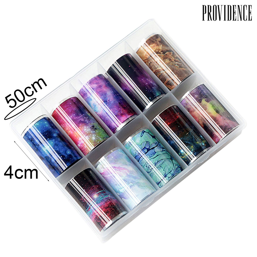 Providence 10 Rolls/Box Nail Stickers Multicolor Print Manicure Accessories PVC Polished Fingernail Decals for Women