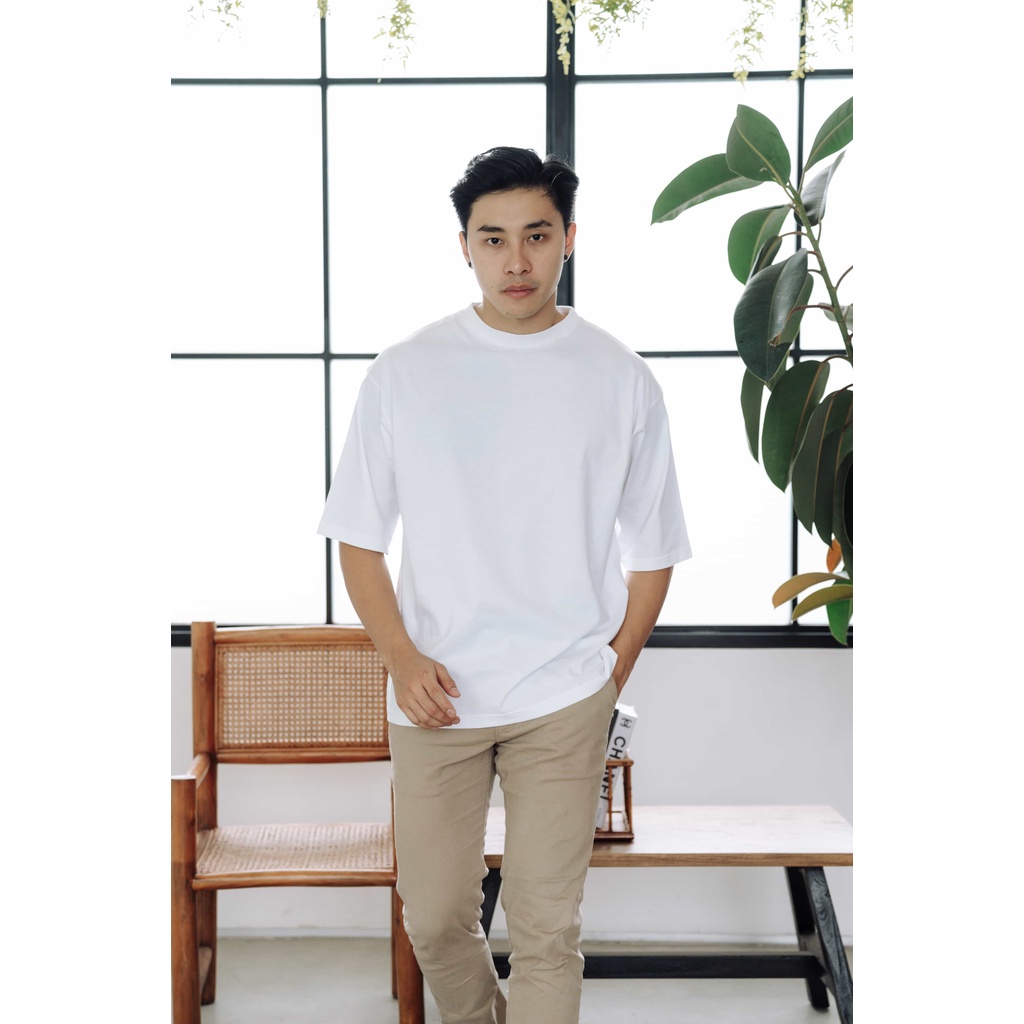 Senusa Basic Oversize Tshirt Putih / Kaos Oversize Pria Polos Puith