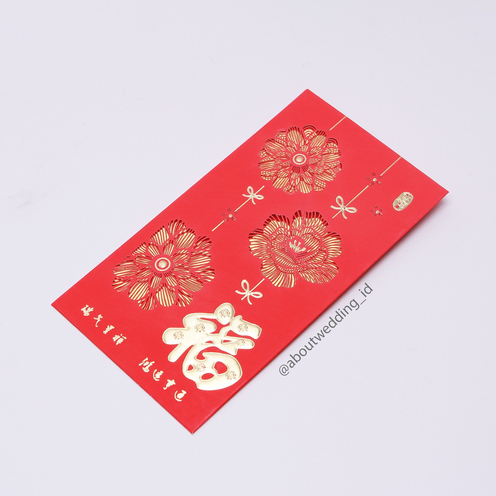 

Angpao Hok isi 6 Fu Fuk Laser Cut motif Bunga