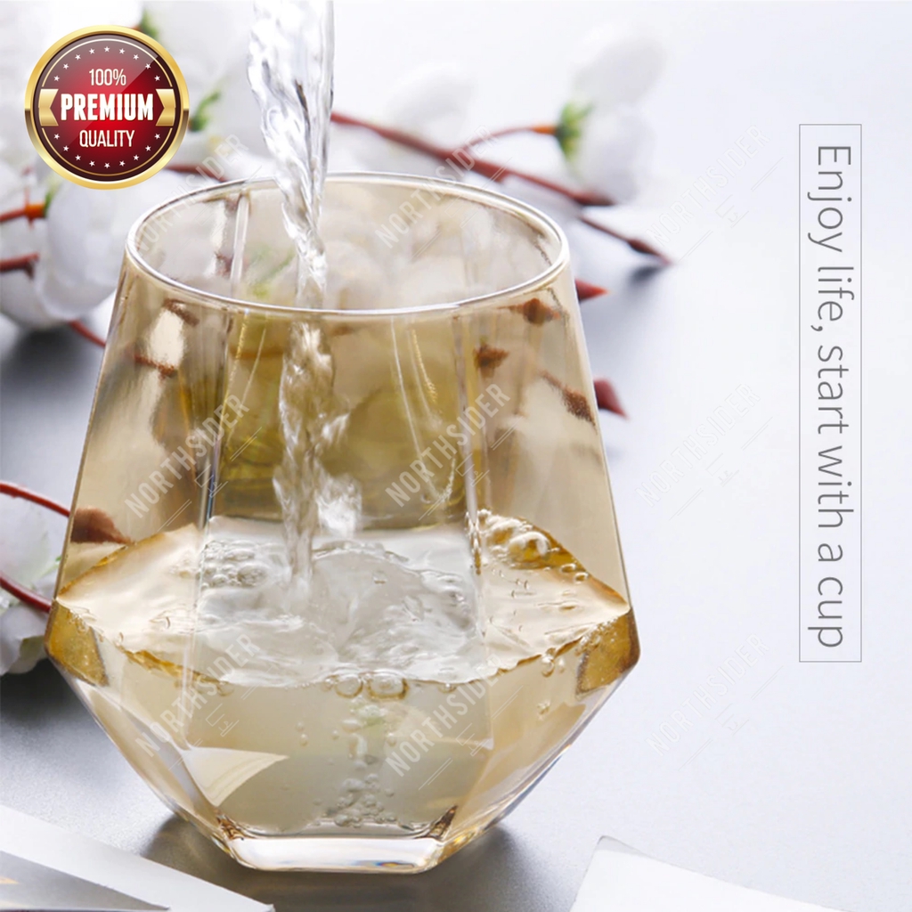 GELAS MINUM KACA CRYSTAL DIAMOND SHAPE | KOPI WINE WHISKEY