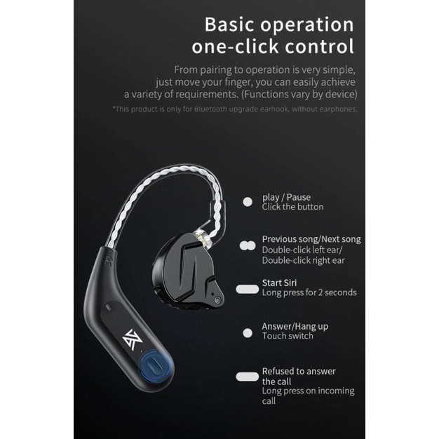 Knowledge Zenith Adapter Bluetooth Earhook KZ AZ09 HD Wireless - Note : Earhook Only - Garansi Resmi 1 Tahun