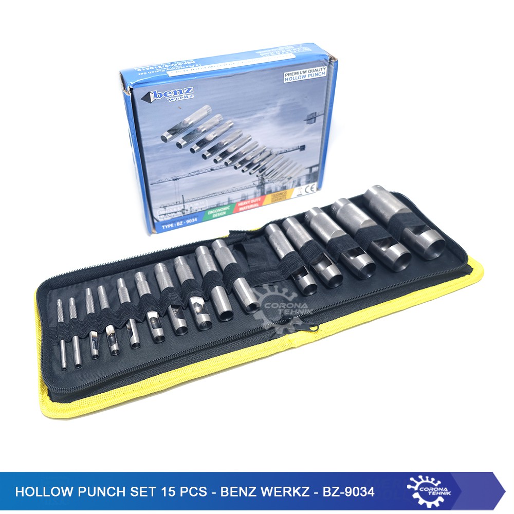 Benz Werkz - BZ-9034 - Hollow Punch Set 15 Pcs 3-25 mm