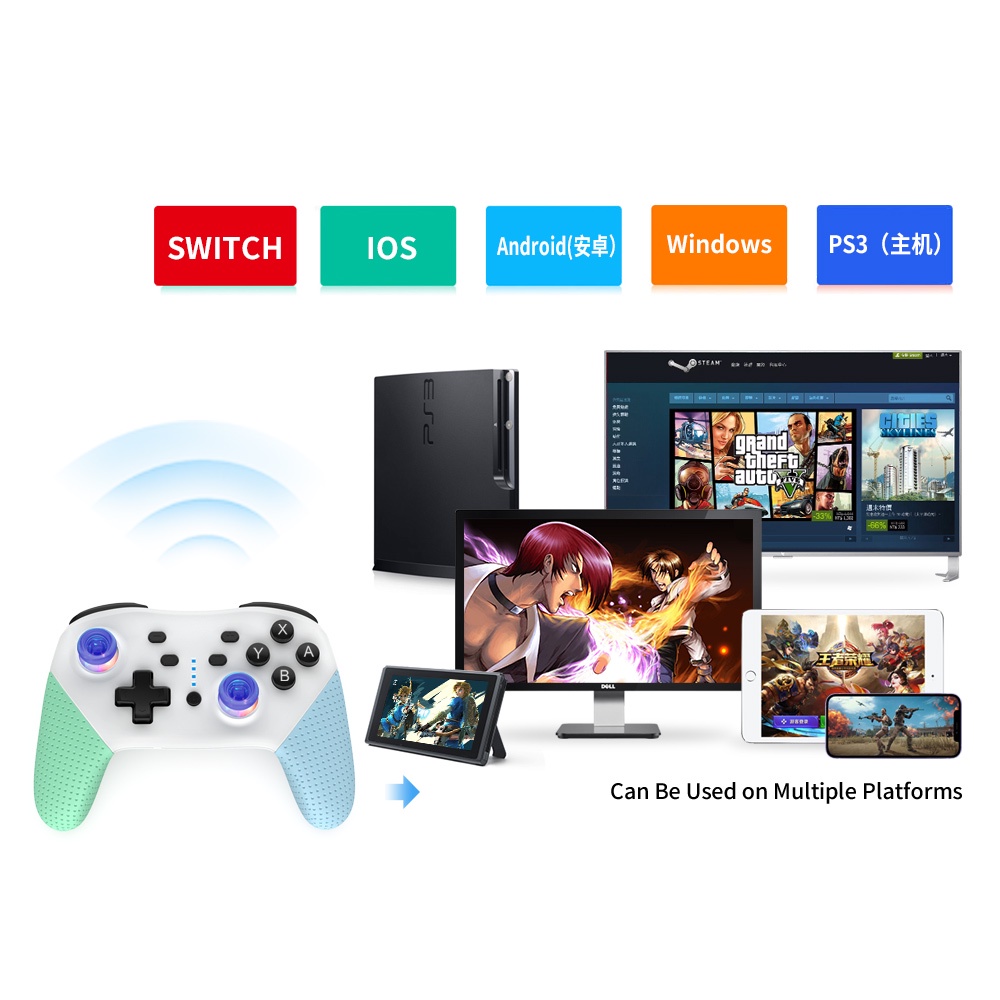 Stick Dobe Bluetooth Wireless Controller TNS-1176 for Nintendo Switch PS3 PC Ois Android