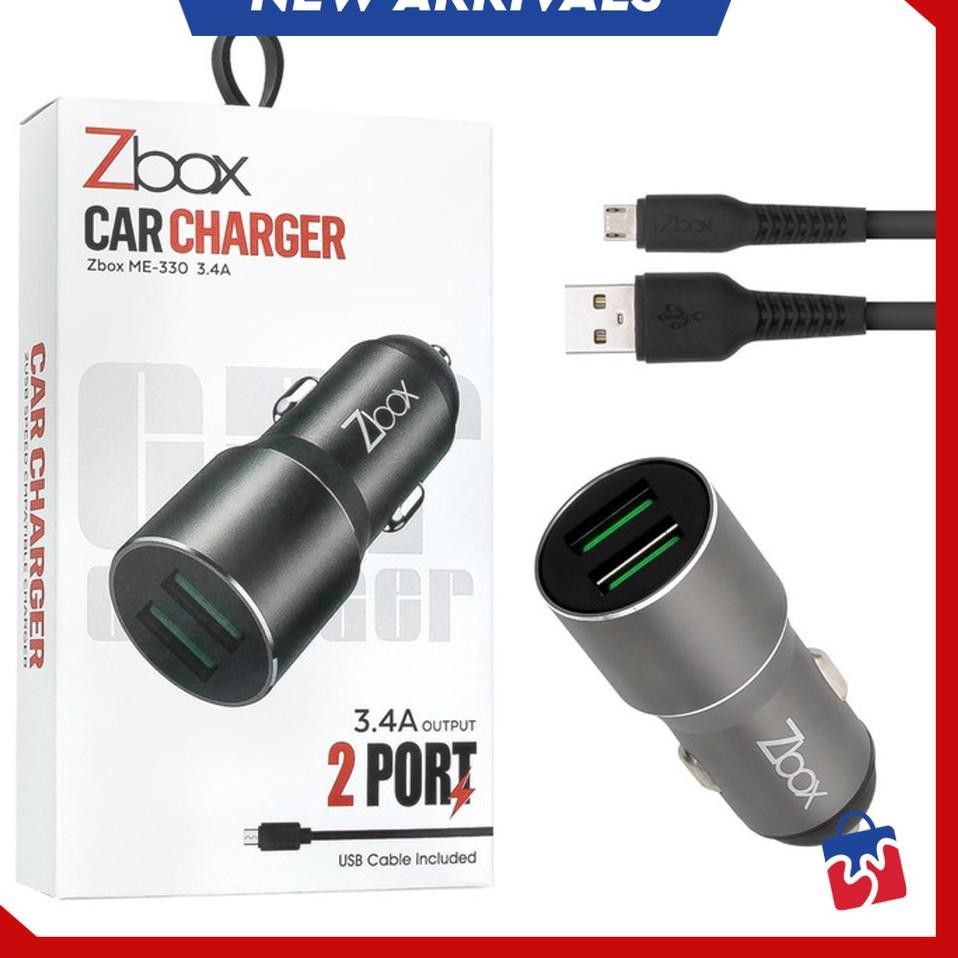 Saver Charger plug in Mobil car charger ZBOX ME-330 3.4A 2 USB fast charging 3.4A