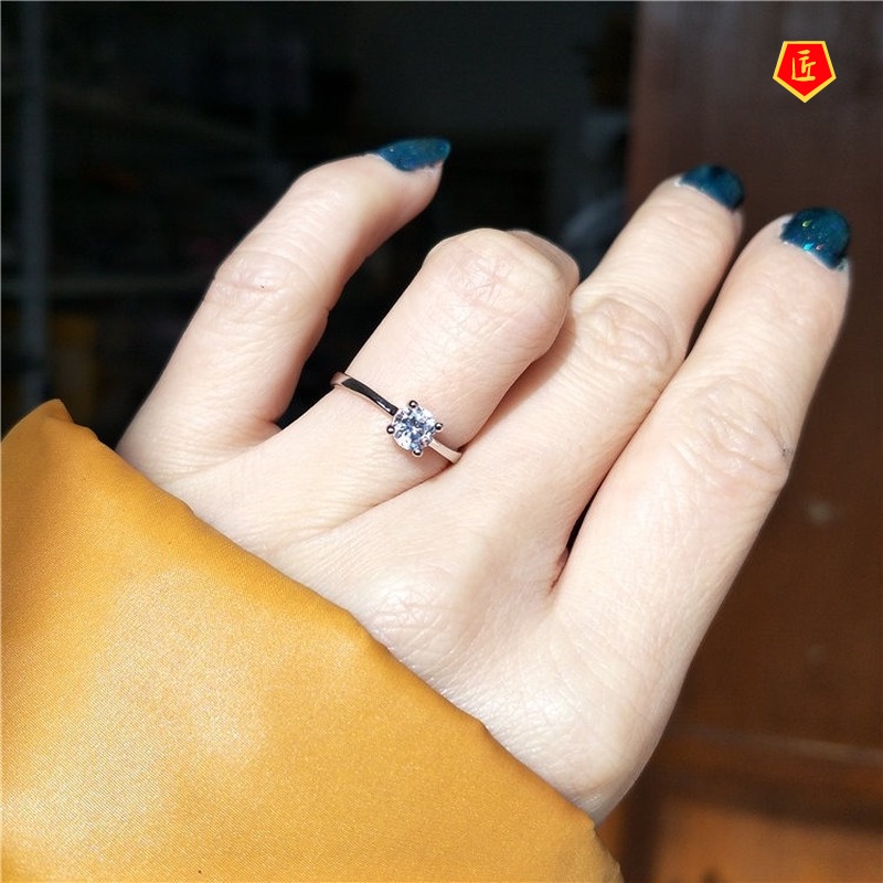 [Ready Stock]Classic Four-Claw Diamond Ring Simple Personality