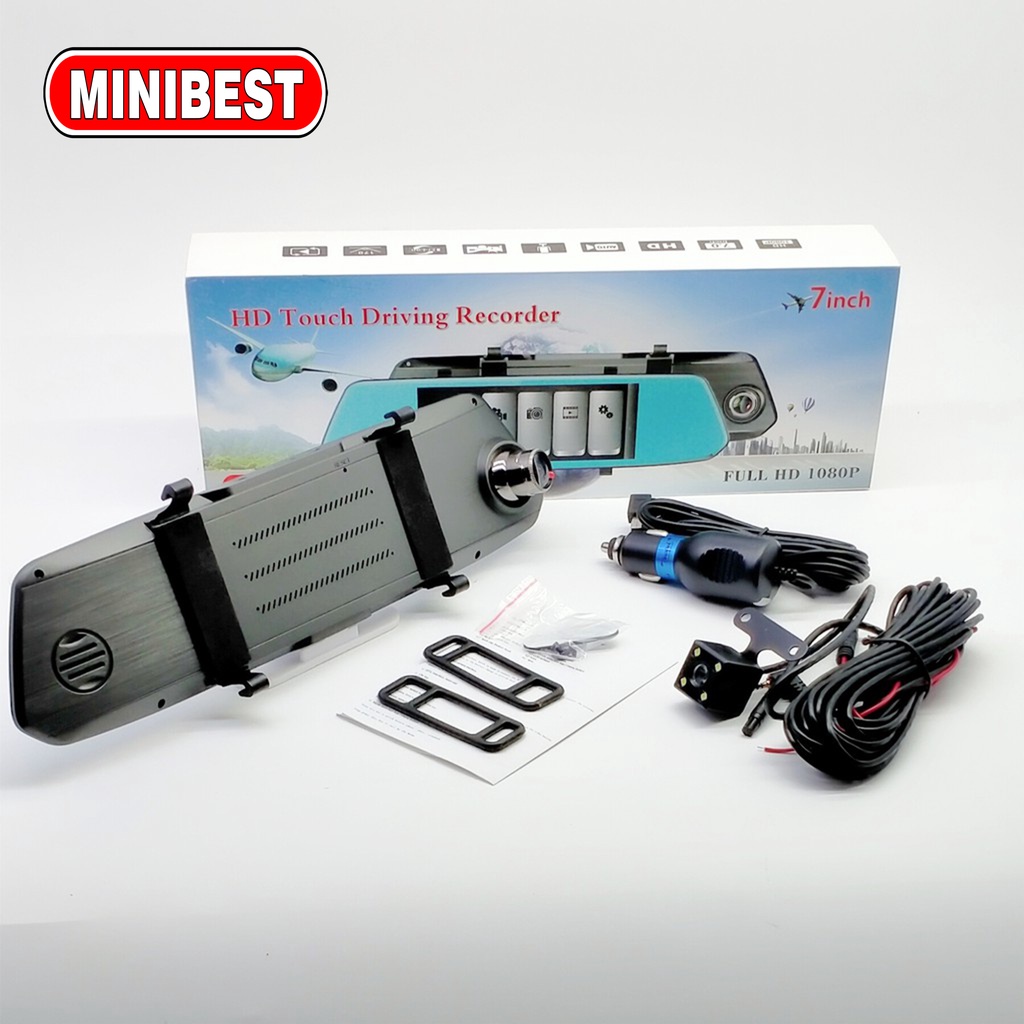 Rearview Mirror Dual Channel Recorder Touch Driving Recorder 5 inch FULL HD 1080P