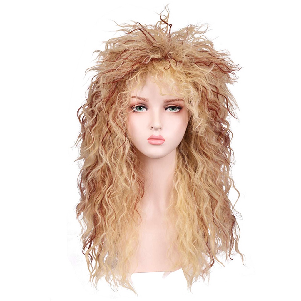 Wig Punk Heavy Metal Rocker Curly Long Wig Hairpiece