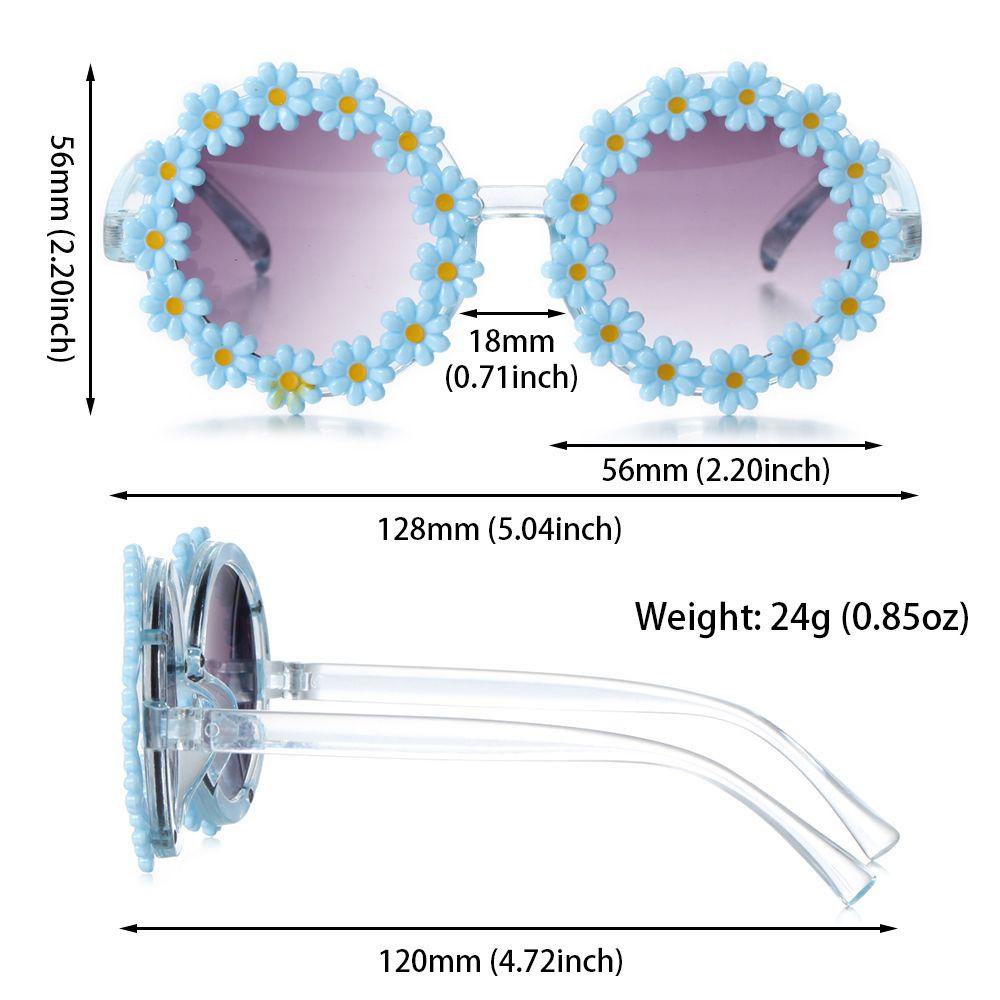 Kacamata Hitam Bentuk Bulat Motif Bunga Daisy Untuk Anak