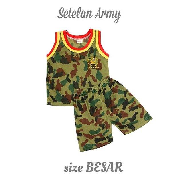 Setelan Kutung Anak Motif Army size Besar/Setelan Singlet Anak/Baju Tanpa Lengan