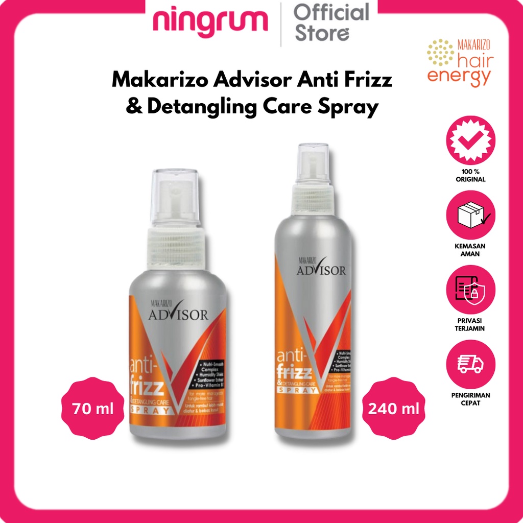 Ningrum - MAKARIZO Advisor Anti Frizz &amp; Detangling Care Spray 70mL 240mL Hair Spray Anti Kusut - 6311