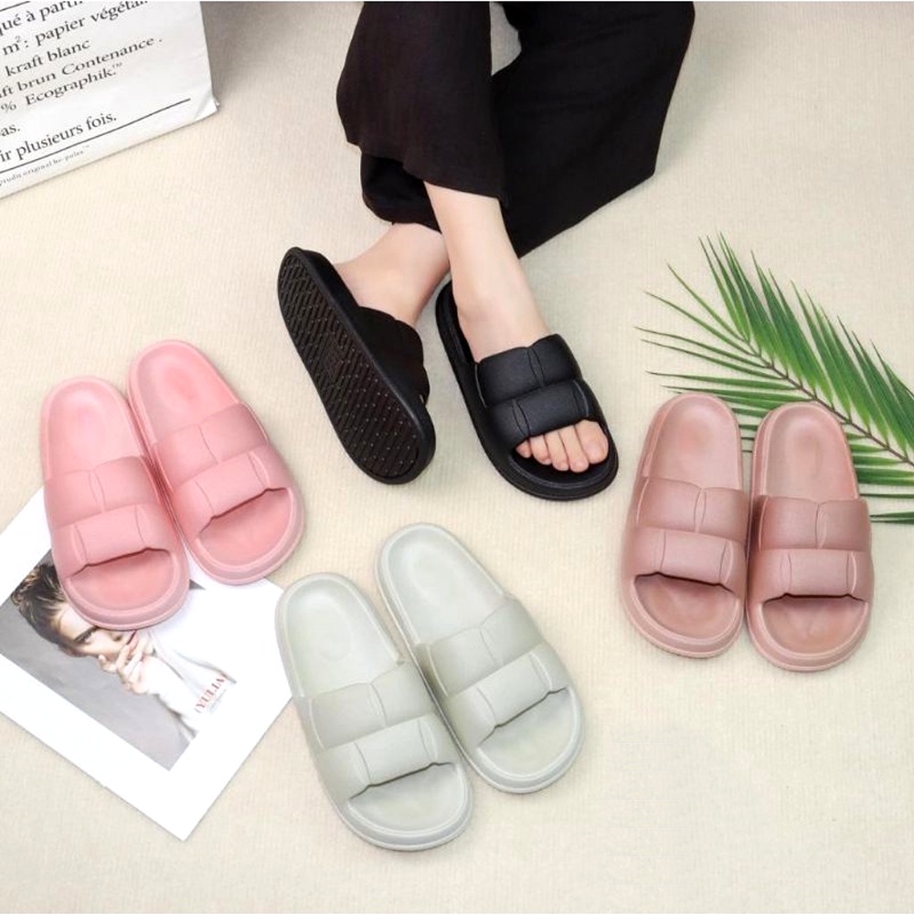 SANDAL WANITA KOREA SLOP SLIDE KARET SENDAL SLIPPER TEBAL IMPORT HIGH QUALITY RUBBER