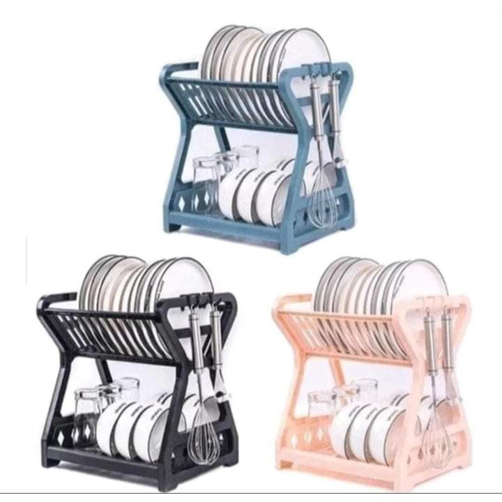[TERMURAH] Rak Piring 2 Susun Bahan Plastik Serbaguna Holder Sendok Gantung