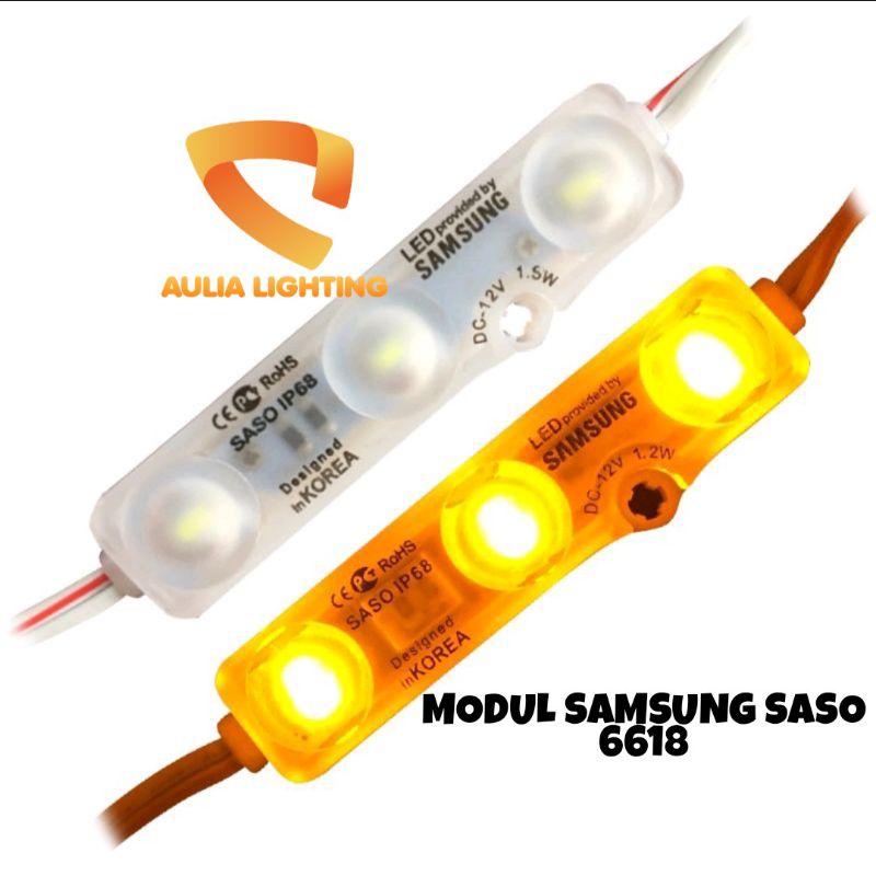 Lampu Led Modul Samsung 12v 5630 Lensa 6618 Saso IP68 Putih Kuning WarmWhite Merah Hijau Biru pink