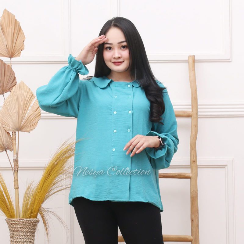 Blouse Crinkle Kancing Doble / Tiara Blouse Shirt / Kemeja wanita  Crinkle Terbaru