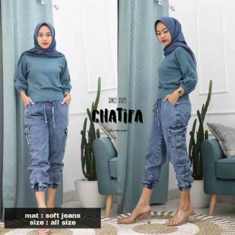 CELANA WANITA / JEANS CARGO JOGER STANDART &amp; JUMBO