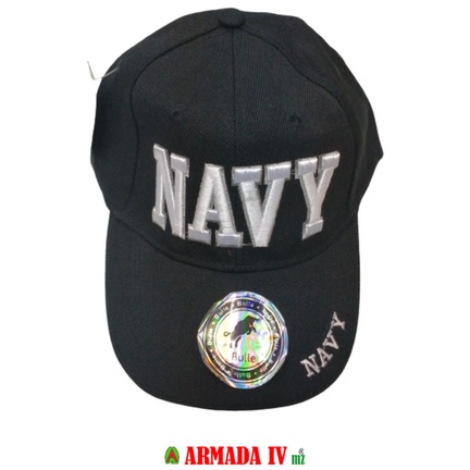 Topi Bulle Tulisan NAVY Krem dan Hitram