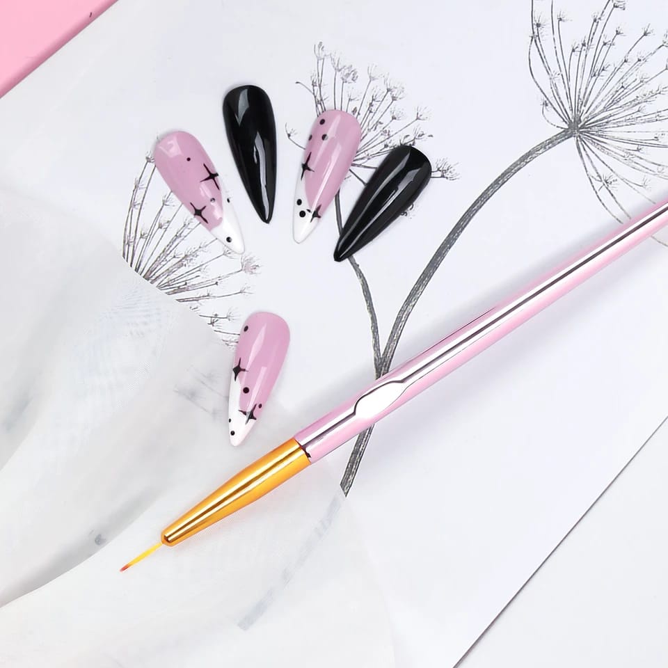 Kuas Liner Brush Akrilik Rose Gold Nail Art Kuas Lukis Garis Lurus Kuku Set Brush Liner 3PCS F807