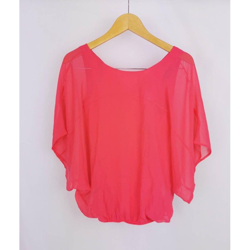 Express coral pink flowy batwing top