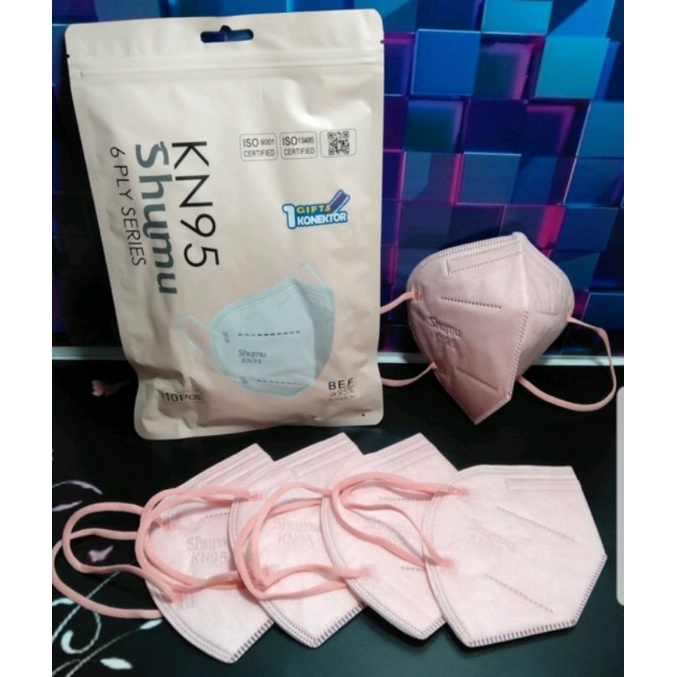 MASKER KN95 SHUMU 6 PLY - PEACH PINK