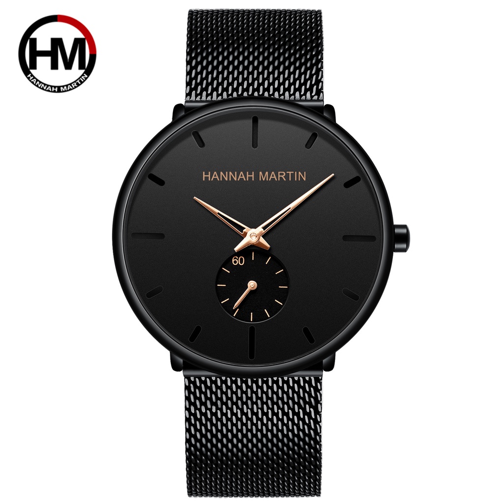 Jam Tangan Pria Hannah Martin HM100G Mesh Analog Premium Anti Air 30 Meter