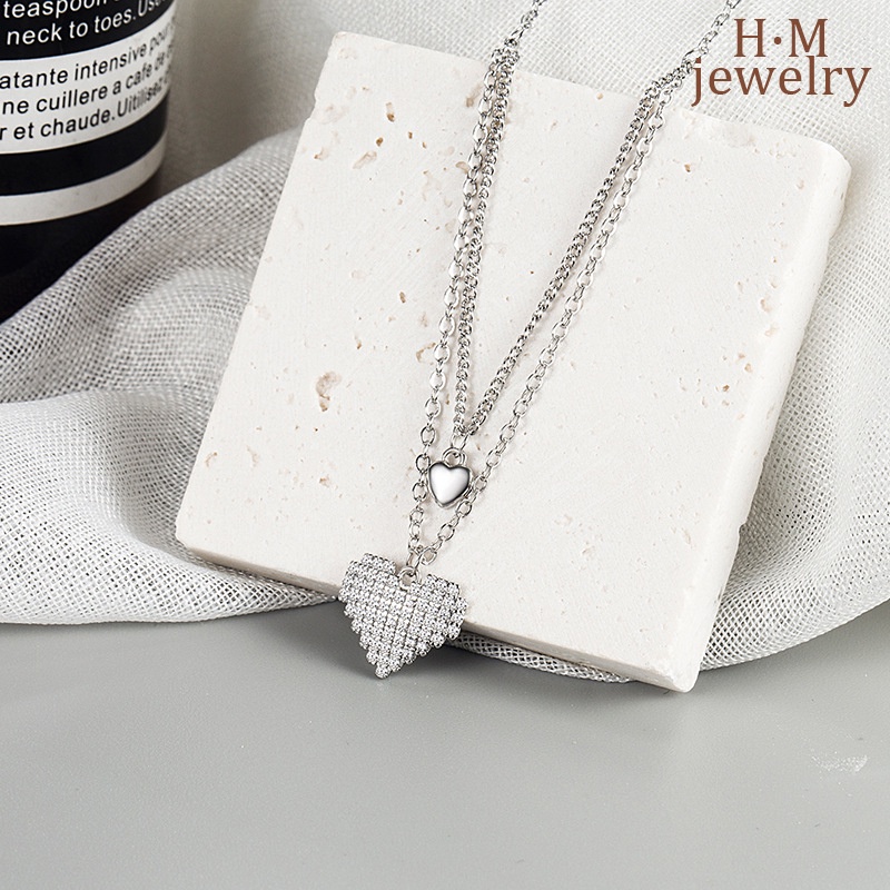 Kalung Rantai Sterling Silver 925 Simple Dengan Liontin Hati Untuk Wanita