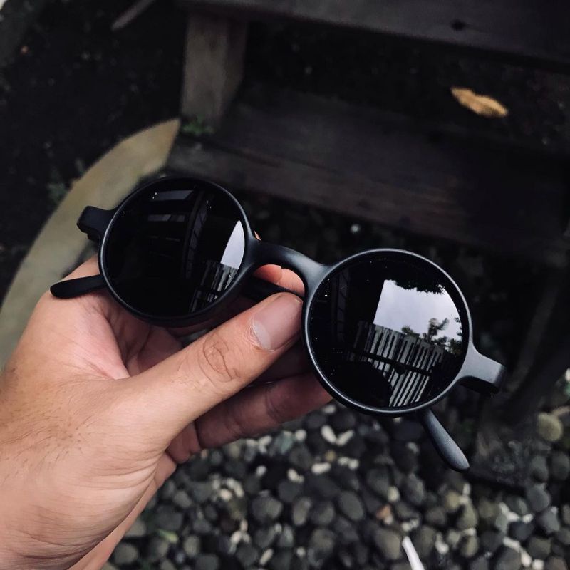 [[COD]] Kacamata Bulat Hitam Pria Wanita Kacamata Jhon Lennon | HITAM DOFF