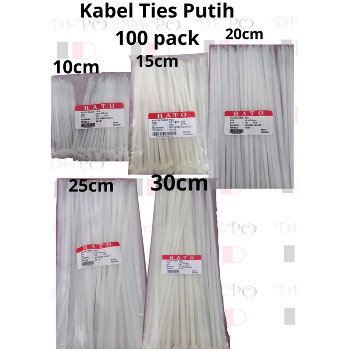 Cable Ties Kabel Ties Kabel Tis 10cm 15cm 20cm 30cm Tebal Isi 100 pcs