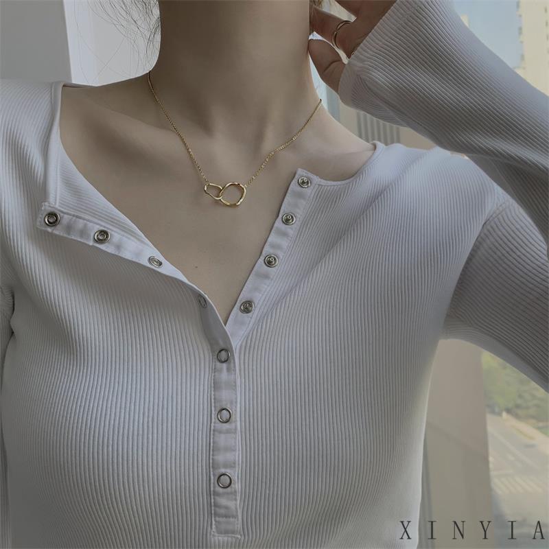 【COD】Kalung Rantai Panjang Bahan Metal Aksen Bintang Berlian Imitasi Warna Silver Gold Untuk Wanita