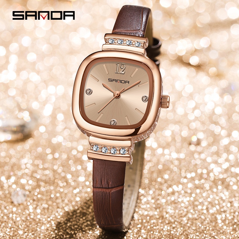SANDA 7052 Jam Tangan Wanita Analog Tali Kulit Quartz WATCHKITE WKOS