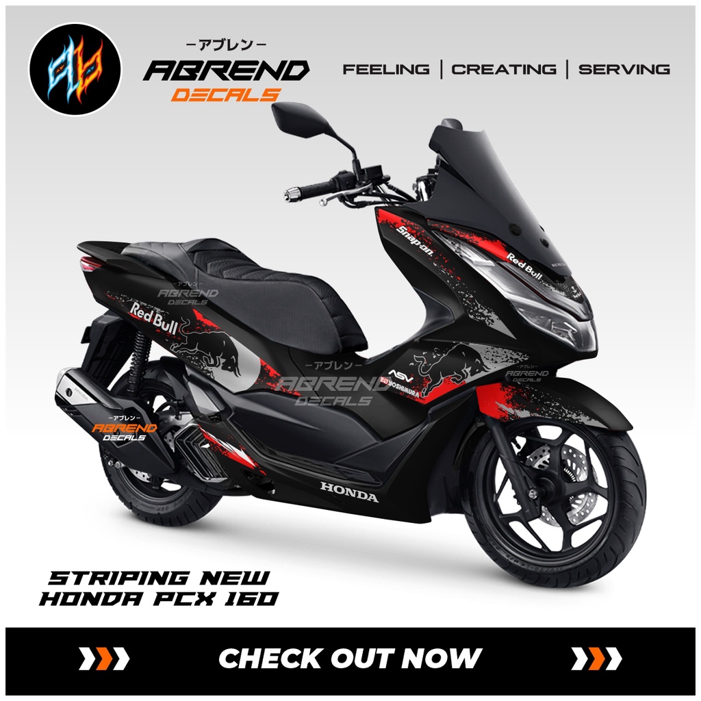 Striping Honda Pcx 160 Redbull / Stiker Lis Variasi Pcx Baru / Splatter Custom Design / Stock Decal