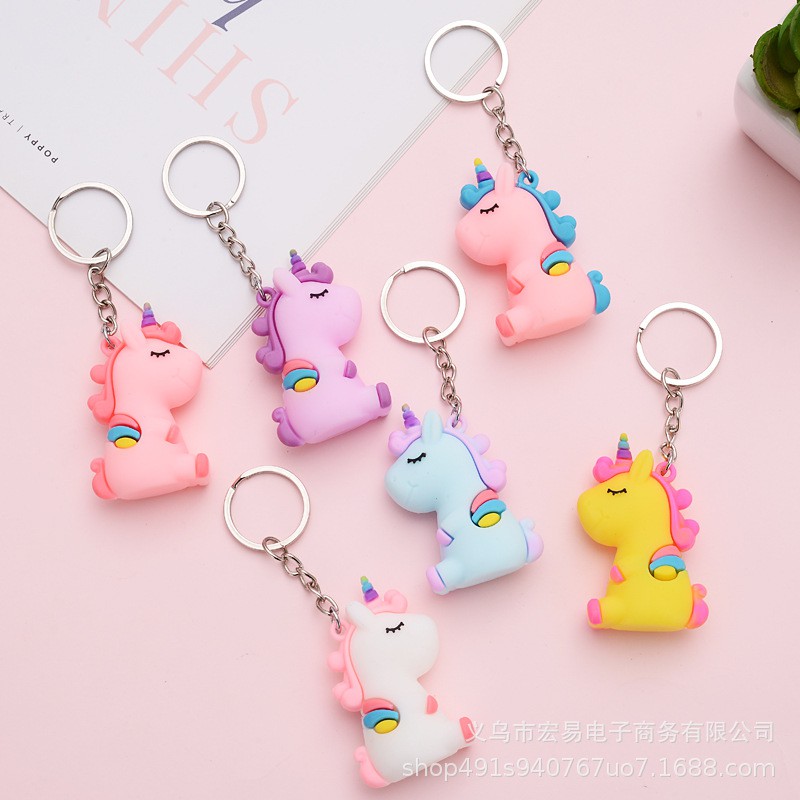 OVERFLOWS.ID GANCI KEYCHAIN BONEKA UNICORN MAGIC TEBEL WARNA PASTEL GANTUNGAN KUNCI LUCU MURAH