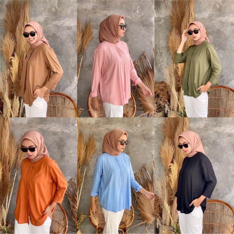 Kemeja Polos Bahan Rayon Kemeja Rayon Fashion Wanita