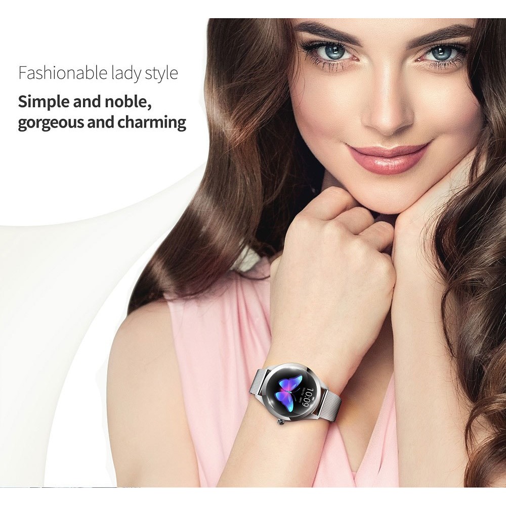 KINGWEAR KW10 - IP68 Smart Watch for Female with Steel Strap - Silver (Ladies Watch w/ Steel Strap)