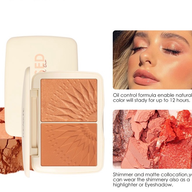 CLEARANCE SALE ! Focallure Sunkissed Monochromatic Compact Blush On Duo Palette Pipi FA125 FA 125 Perona Pemerah Pipi Tahan Lama Waterproof