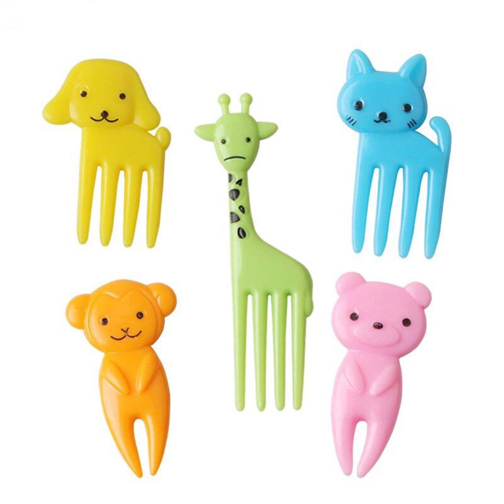 【COD Tangding】Set Garpu Buah Desain Kartun Binatang Lucu Bahan Plastik Gaya Jepang