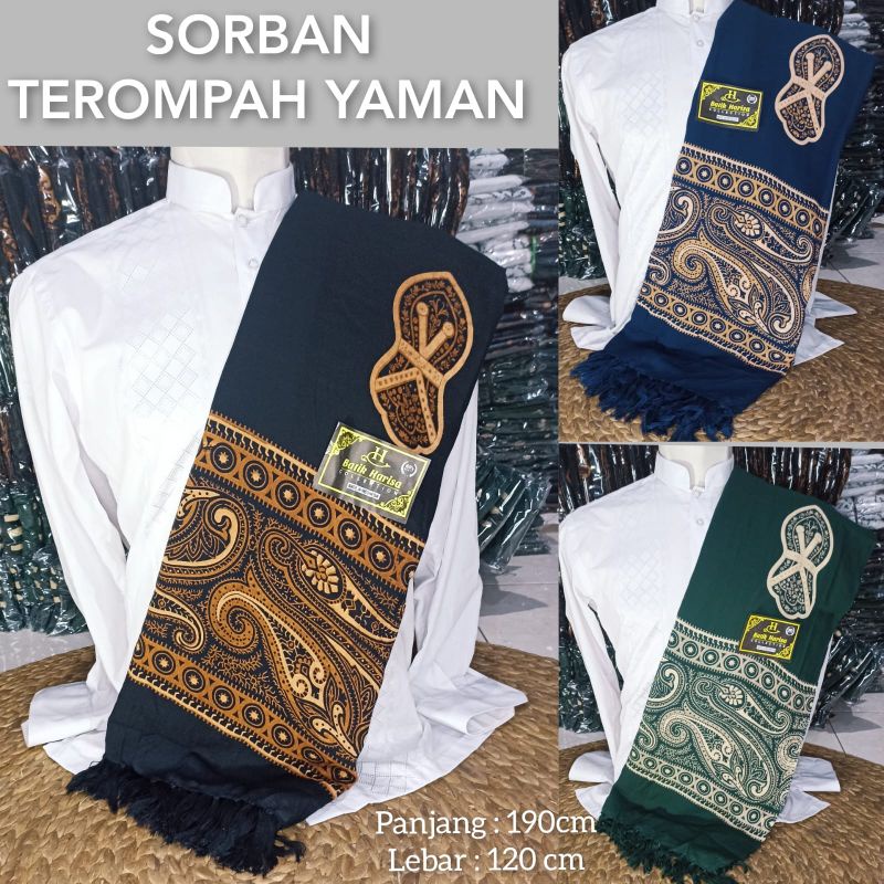 SORBAN RIDA MOTIF KASHMIRI BATIK TEROMPAH BAHAN RAYON LEMBUT DAN ADEM